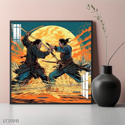 Tranh nghệ thuật deor trang trí tường nhà chiến binh Samurai huyền thoại