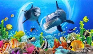 Tranh cá heo và các loài cá dưới biển
