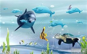 Tranh đại dương xanh và cá heo