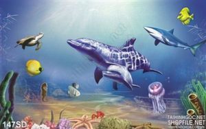 Tranh cá heo dưới đáy đại dương