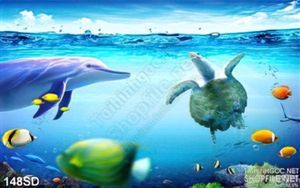 Tranh cá heo và rùa biển đại dương