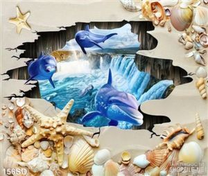 Tranh cá heo và sò in gạch 3D chất lượng cao