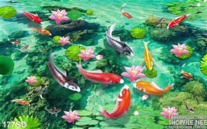 Tranh cá chép và hoa Sen in gạch 3D