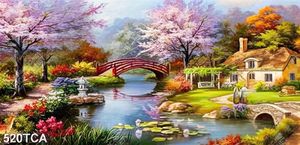 Tranh sơn dầu Châu Âu cô gái bên ngôi nhà nhỏ file psd