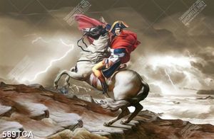 Tranh sơn dầu nghệ thuật hoàng đế Napoleon và chú ngựa file gốc