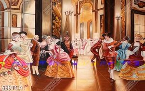 Tranh sơn dầu Châu Âu bữa tiệc hoàng gia file gốc