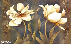 Tranh decor tường bông hoa trắng nghệ thuật
