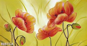 Tranh sơn dầu gắn tường hoa lá nghệ thuật in uv