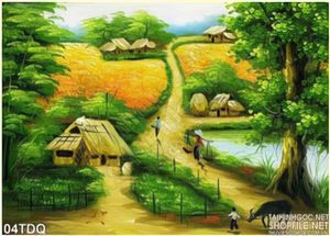 Trang làng quê Việt Nam sơn dầu đẹp trang trí