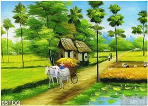 Trang làng quê Việt Nam sơn dầu đẹp nghệ thuật
