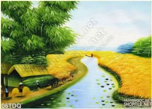Trang làng quê Việt Nam sơn dầu đẹp