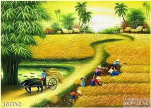 Trang làng quê Việt Nam cánh đồng lúa chín