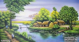 Tranh đồng quê con đường về nhà