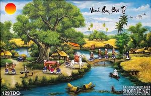 Tranh làng quê rước dâu nhà quê ấn tượng