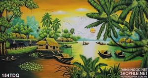 Tranh đồng quê cảnh hoàng hôn đẹp