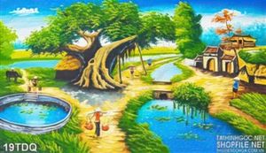 Trang làng quê Việt Nam sơn dầu