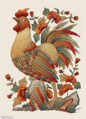 Tranh vẽ con gà trang trí phòng chất lượng cao