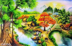 Tranh phong cảnh làng quê trang trí nội thất