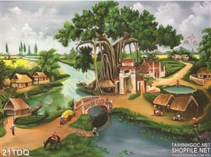 Trang làng quê Việt Nam cây đa