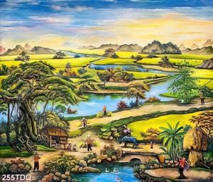 Tranh sơn dầu con đường làng quê đẹp nhất