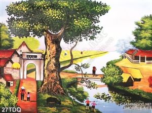 Trang làng quê Việt Nam trang trí phòng khách