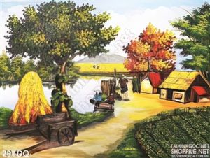 Trang làng quê Việt Nam sơn dầu đẹp