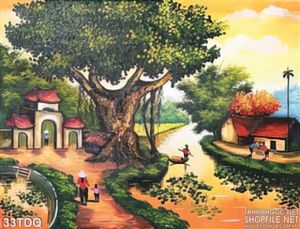 Trang làng quê Việt Nam sơn dầu treo tường