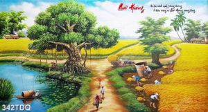 Tranh những người nông dân đang thu hoạch lúa file psd