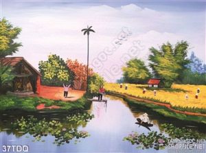 Trang làng quê Việt Nam ao sen