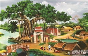 Trang làng quê Việt Nam và cây đa