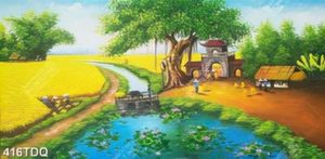 Tranh đồng quê cánh đồng lúa chín đẹp nhất
