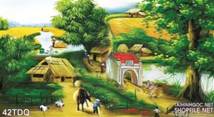 Trang làng quê Việt Nam sơn dầu đẹp