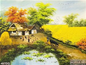 Tranh đồng quê cậu bé chăn trâu