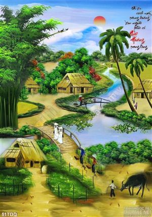 Tranh làng quê Việt Nam bình yên