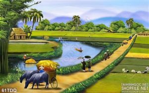 Tranh làng quê con đường mòn đẹp