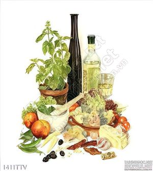 Tranh tĩnh vật hoa quả sơn dầu trang trí phòng ăn
