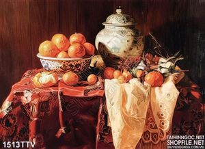Tranh tĩnh vật hoa quả sơn dầu treo tường