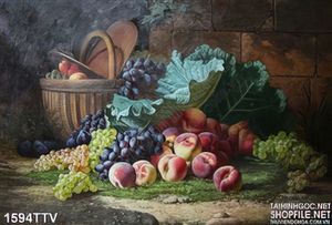Tranh tĩnh vật hoa quả sơn dầu trang trí tường