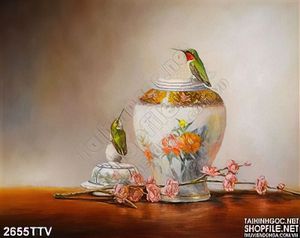 Tranh tĩnh vật hoa quả sơn dầu trang trí phòng ngủ