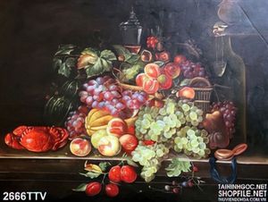 Tranh tĩnh vật hoa quả sơn dầu độc đáo