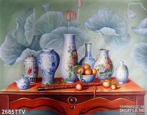 Tranh tĩnh vật hoa quả sơn dầu treo tường đẹp