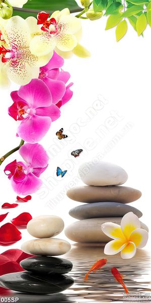 Tranh hoa lan hồng thiên nhiên spa