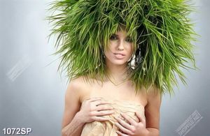 Tranh người mẫu với mái tóc cỏ xanh lạ mắt trang trí spa