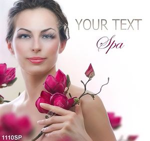 Tranh spa cô gái xinh đẹp cầm cành hoa đỏ