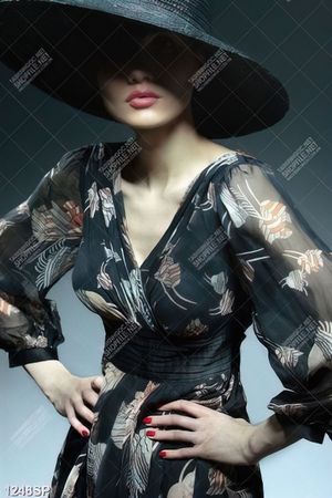 Tranh người mẫu đội chiếc mũ rộng vành treo tường spa