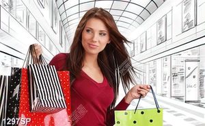 Tranh cô gái cuồng mua sắm