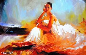 Tranh vẽ diễn viên múa ballet xinh đẹp treo tường spa