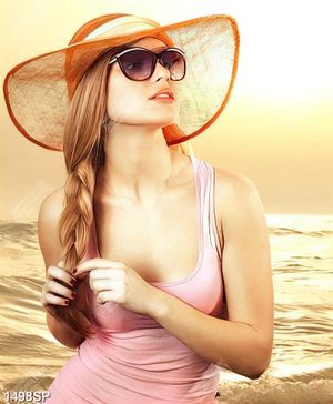 Tranh cô nàng xinh đẹp bên bãi biển