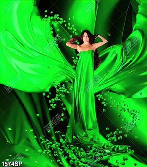 Tranh cô gái với chiếc váy xanh nghệ thuật treo spa