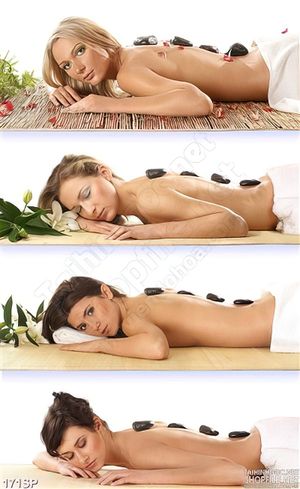 Tranh ghép cô gái massage đá